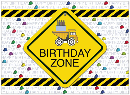Birthday Zone Construction Card | Construction Birthday Cards | Posty Cards