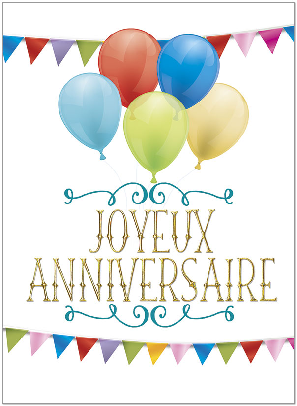 Joyeaux Anniversaire Banner Card Business French Birthday Cards Posty Cards