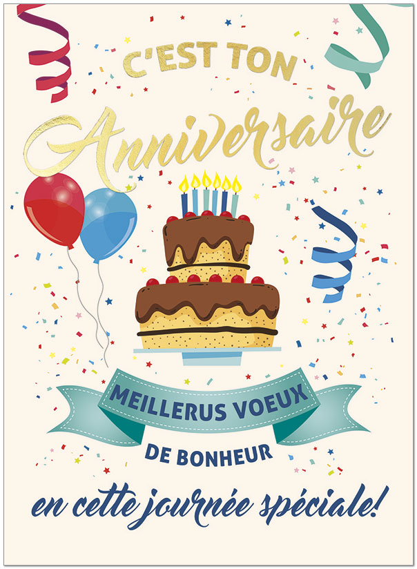 C Est Ton Anniversaire Confetti Card Business French Birthday Cards Posty Cards