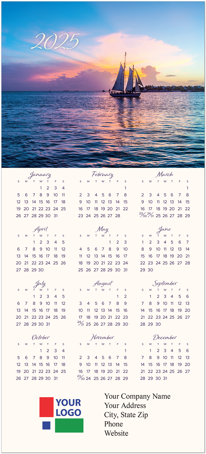 Sunset Sail Calendar Card C2792U-AA