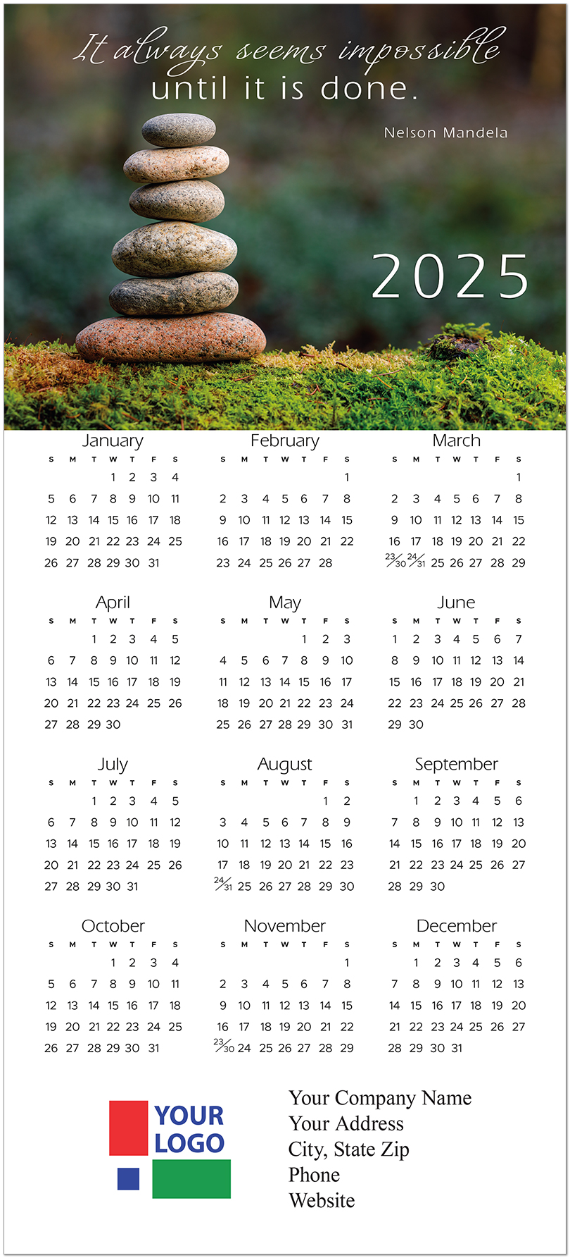 Stacked Stones Calendar Card C2795U-AA