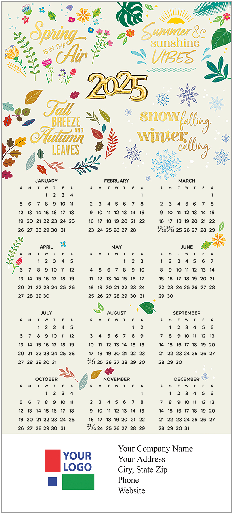 Seasons Sayings Foil Calendar Card C2800U-AAA