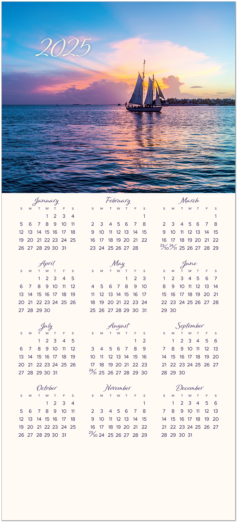 Sunset Sail Calendar Card C2792U-AA