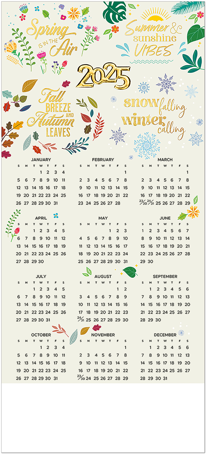 Seasons Sayings Foil Calendar Card C2800U-AAA